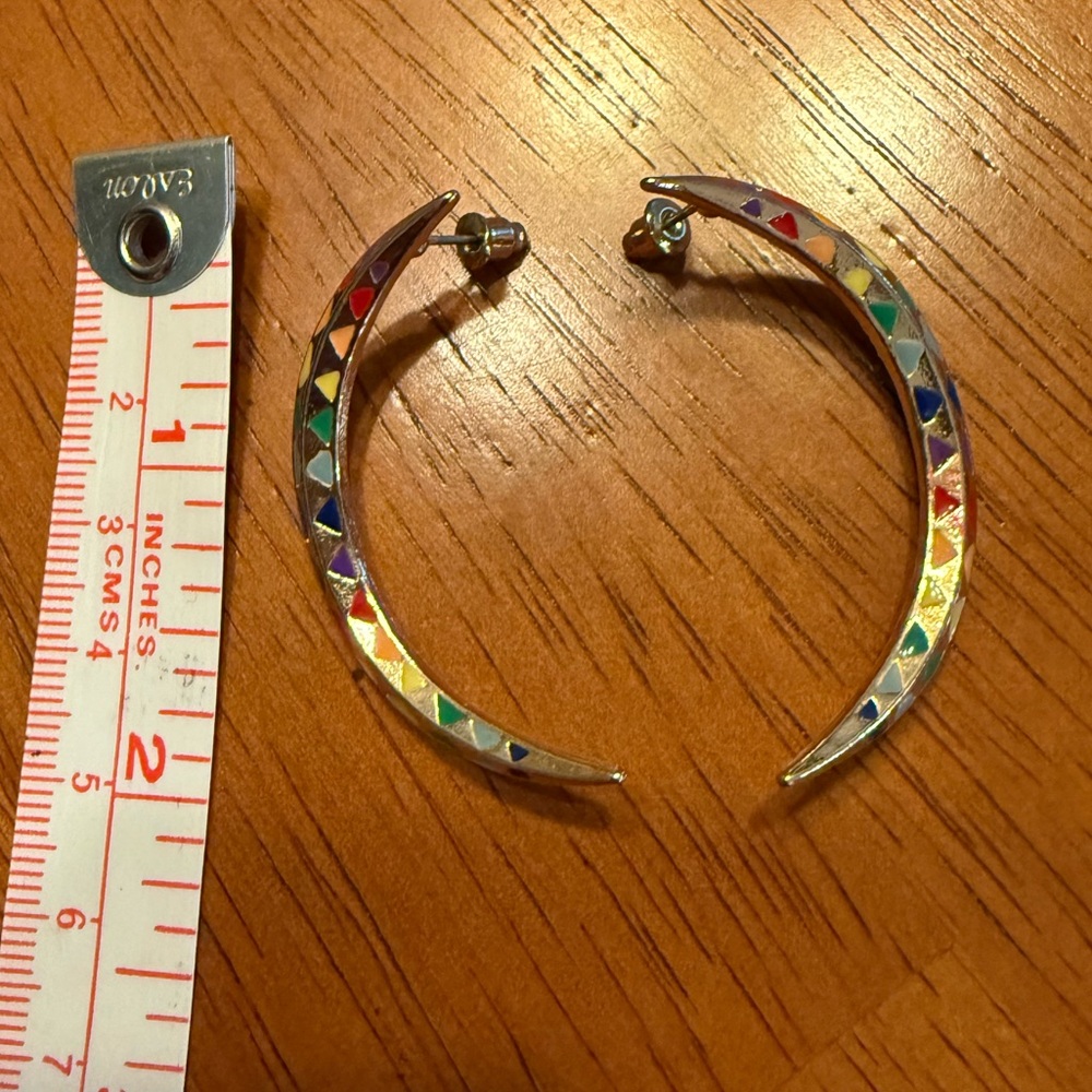 Vibrant Rainbow Crescent Earrings, Pride